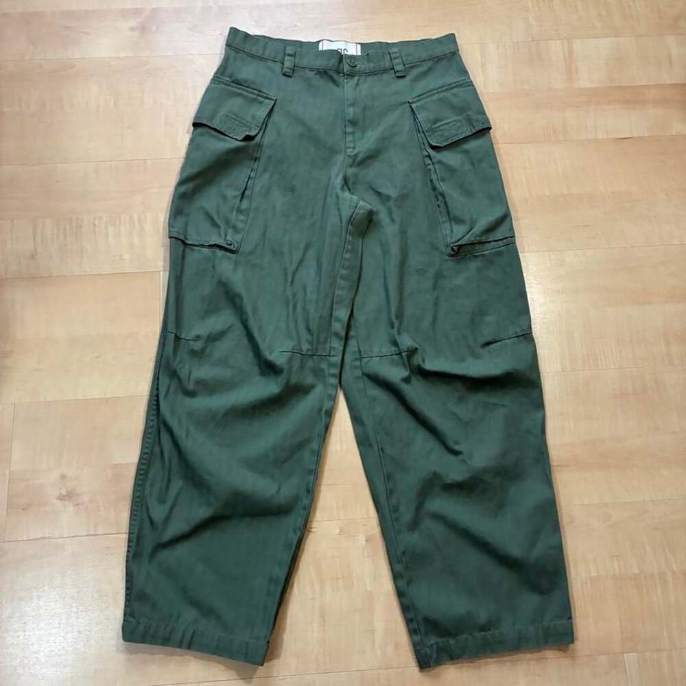 BDG Urban Outfitters High-Waisted Wide Leg Cargo Pants Olive Green